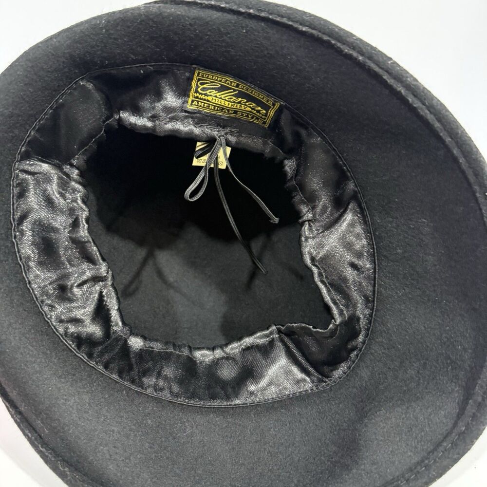 Callanan Cloche Bucket Bowler Hat Black 100% Wool Bow Bohemian City One Size - Picture 12 of 16